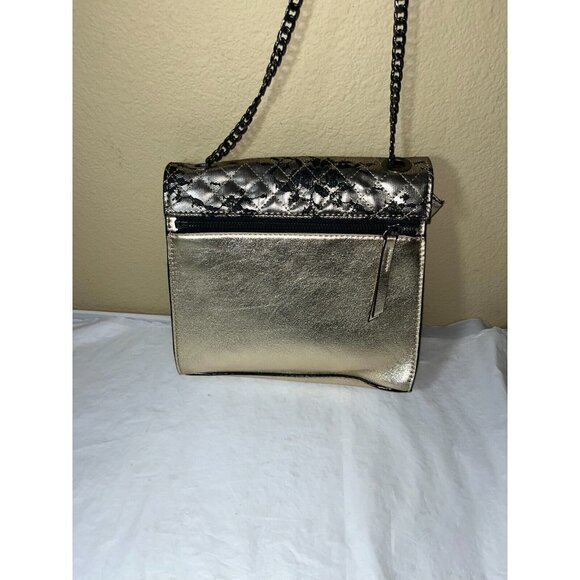 Gianni Bernini gold Leather Shoulder bag Chain Strap interchangeable zip off - Picture 10 of 13